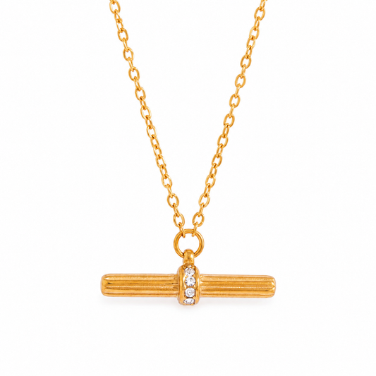 Crystal Drop T-Bar Necklace