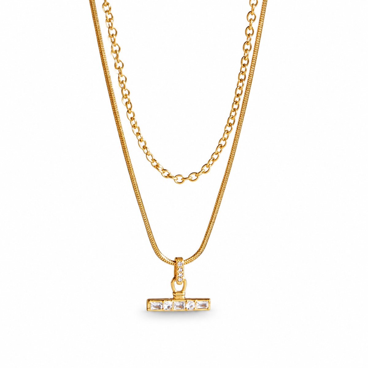 Crystal T-Bar Necklace