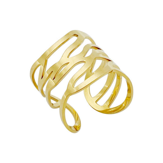 Cross Line Pattern Hollow Ring