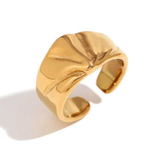 Dent Patterned Cuff Gold Ring