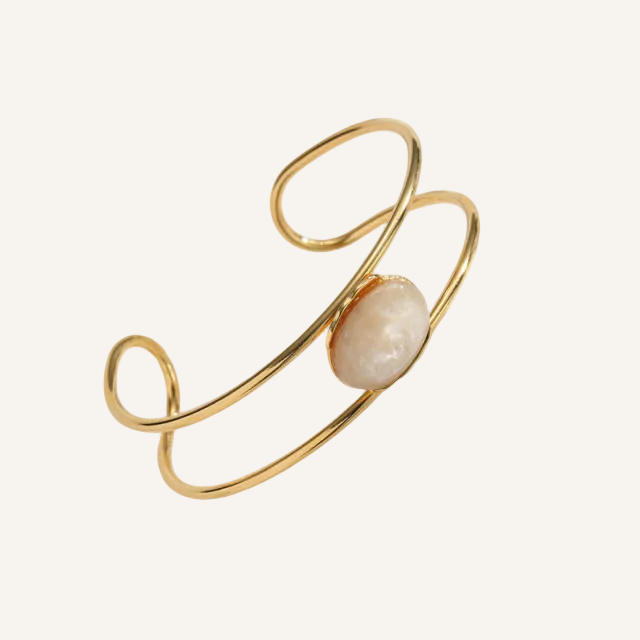 Resin Stone Bangle - Beige