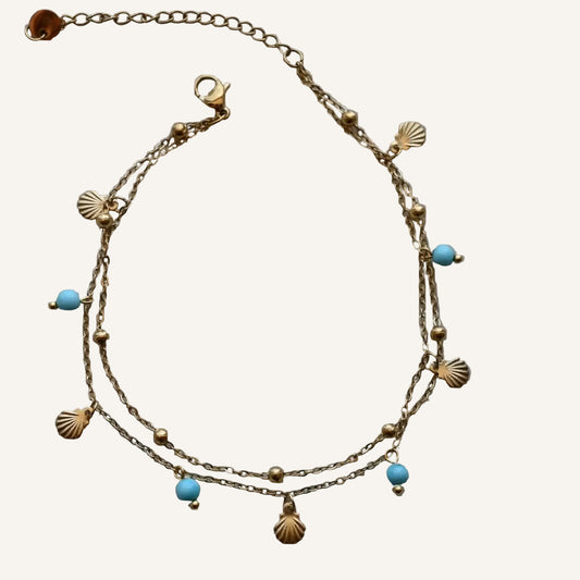 Blue Beads And Shell Charms