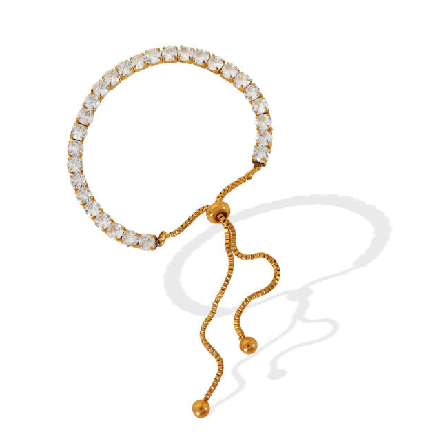 Leila White Adjustable Tennis Bracelet