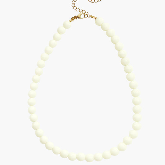 white beaded summer necklace