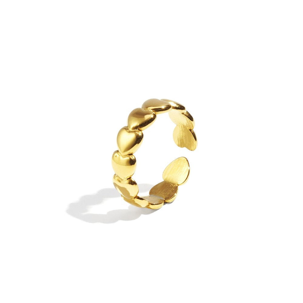 Gold-plated heart-inspired ring, minimal romantic jewellery Malta