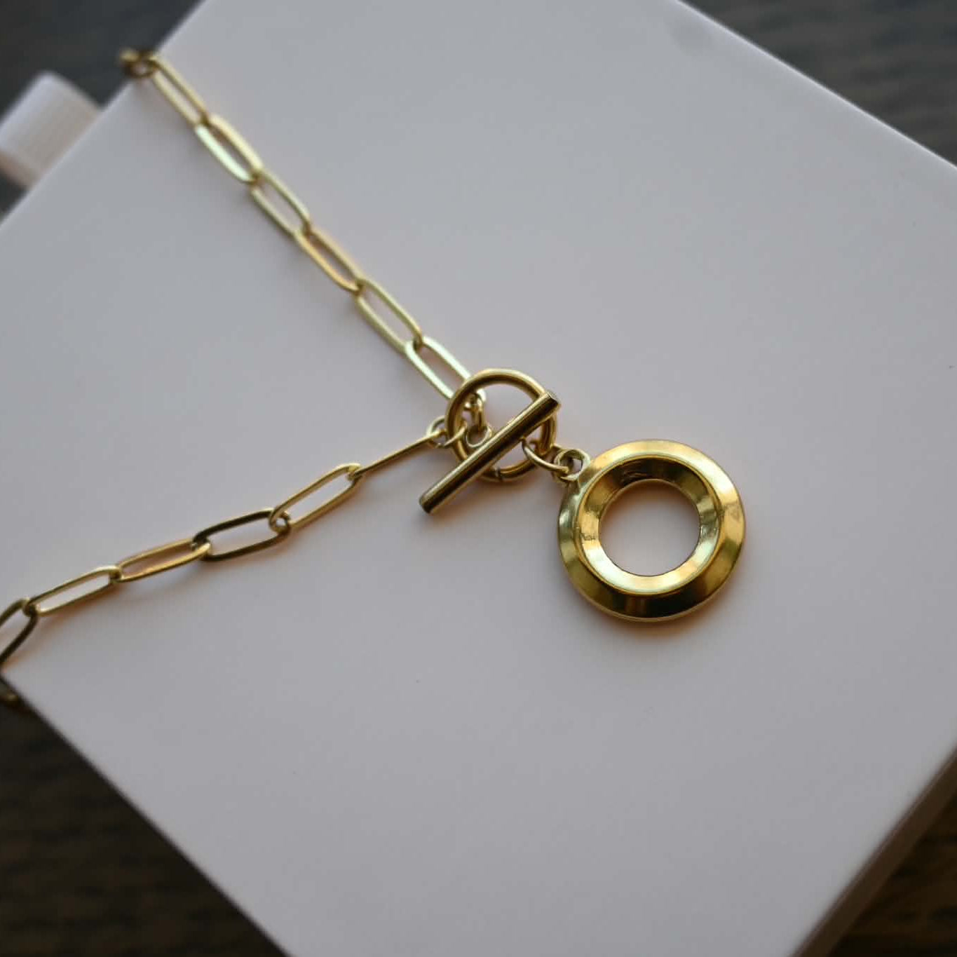 Initial Paper Clip Toggle Necklace