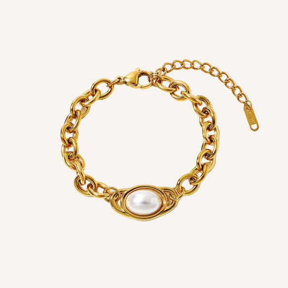Chunky Oval Pearl  Bracelet