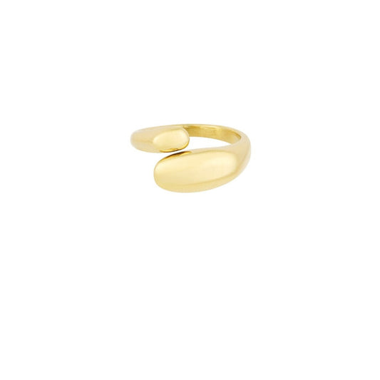 Gold-plated wrap ring with smooth curved design, minimal jewellery Malta
