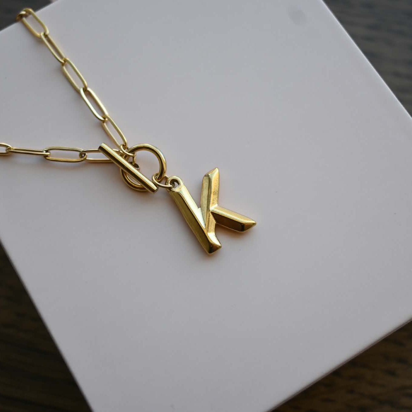 Initial Paper Clip Toggle Necklace